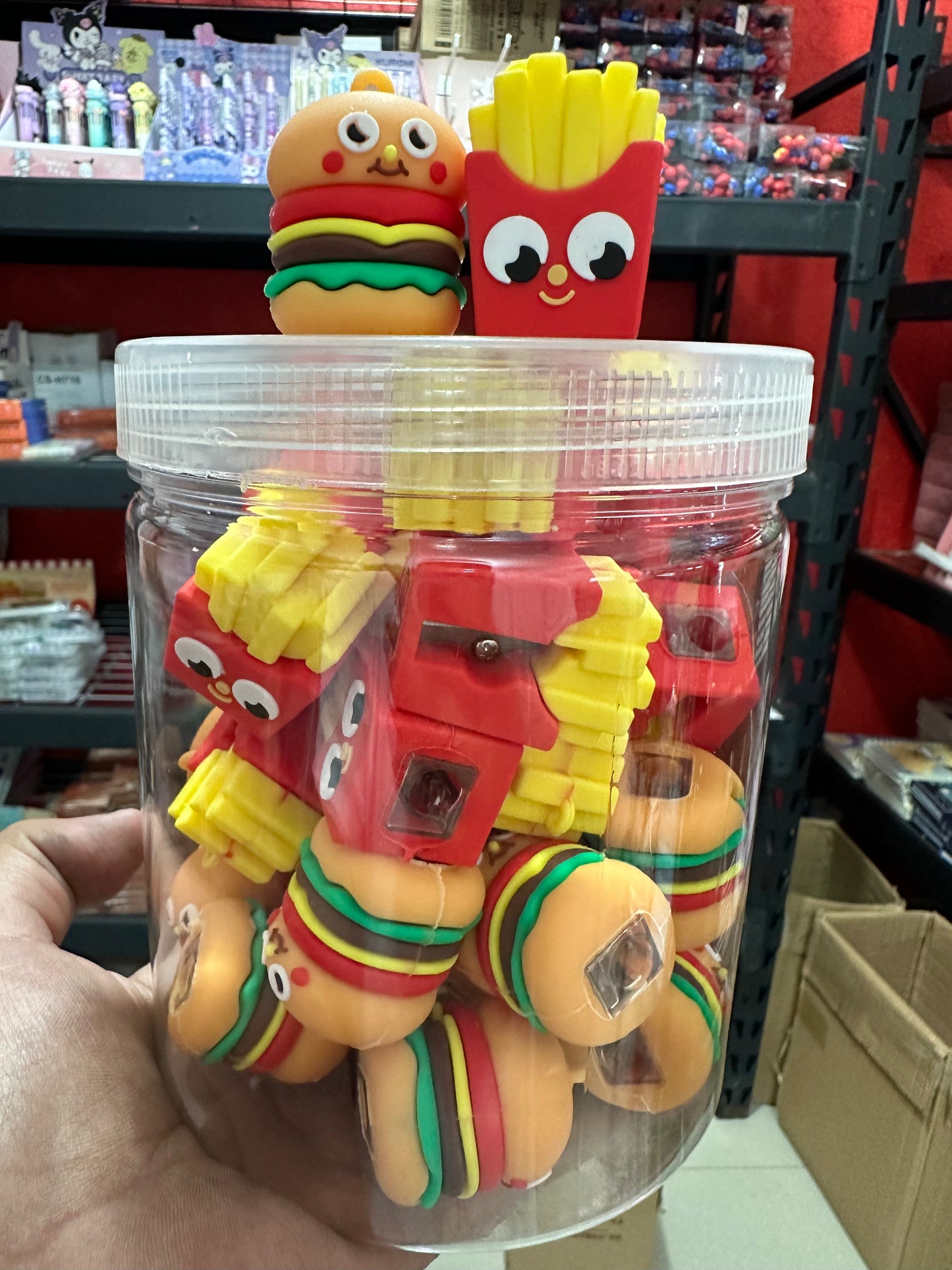 BOTE SACAPUNTAS HAMBURGUESA/PAPAS 36 pz