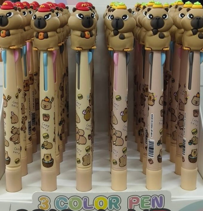 PLUMA CAPIBARA 3 TINTAS CAJA 36 pz