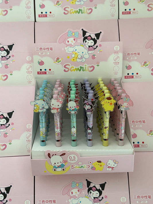 PLUMAS SANRIO 3 TINTAS CAJA 36pz