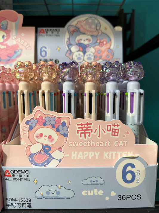 PLUMA KITTY  6 TINTAS