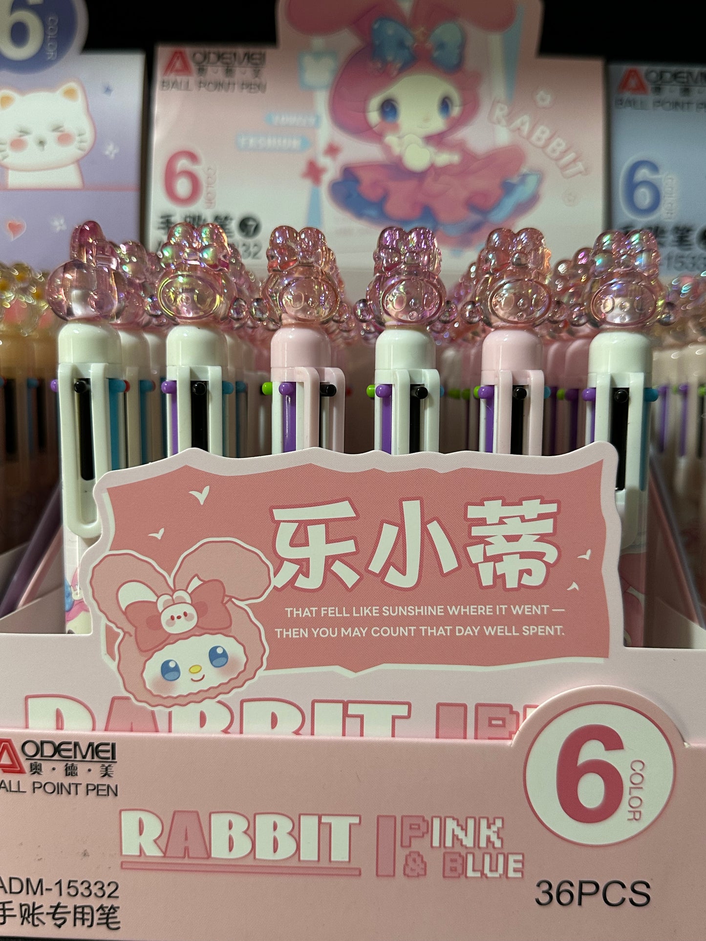 PLUMA RETRACTIL RABBIT CRISTAL 6 TINTAS