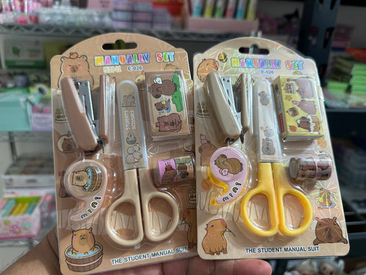 CAJITA SET PAPELERÍA CAPIBARA 20pz