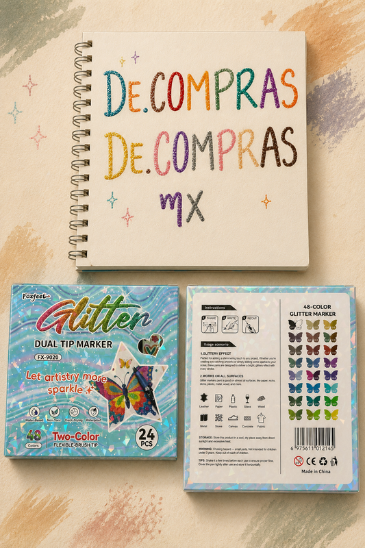 DUAL TIP CON GLITTER 24pz