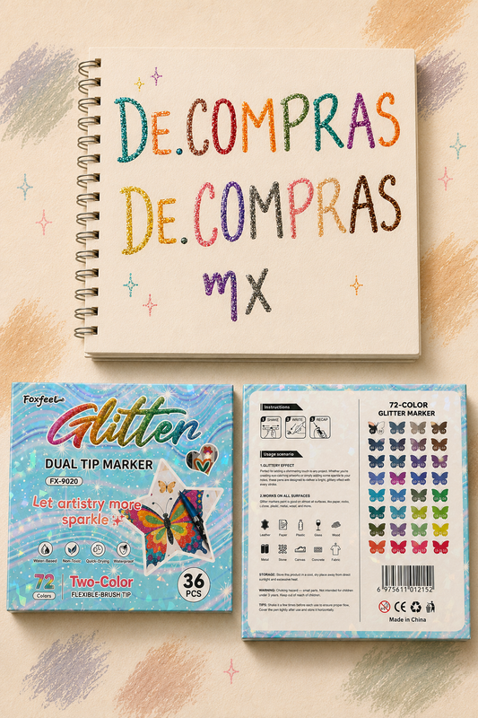 DUAL TIP CON GLITTER 36pz