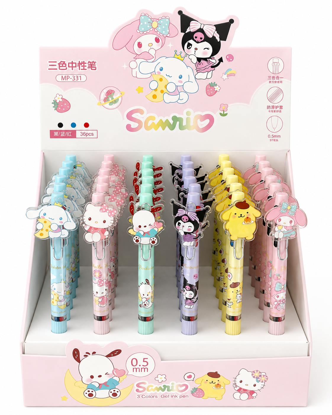PLUMAS SANRIO 3 TINTAS CAJA 36pz
