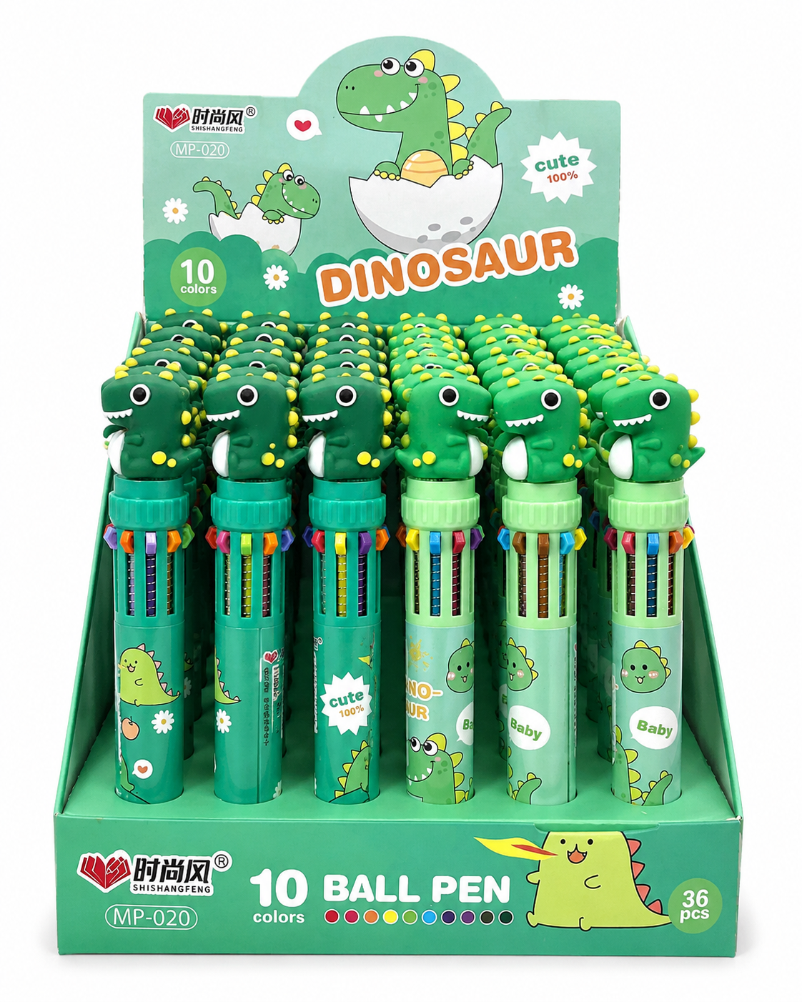PLUMA DINOSAURIO 10 TINTAS CAJA CON 36 pz