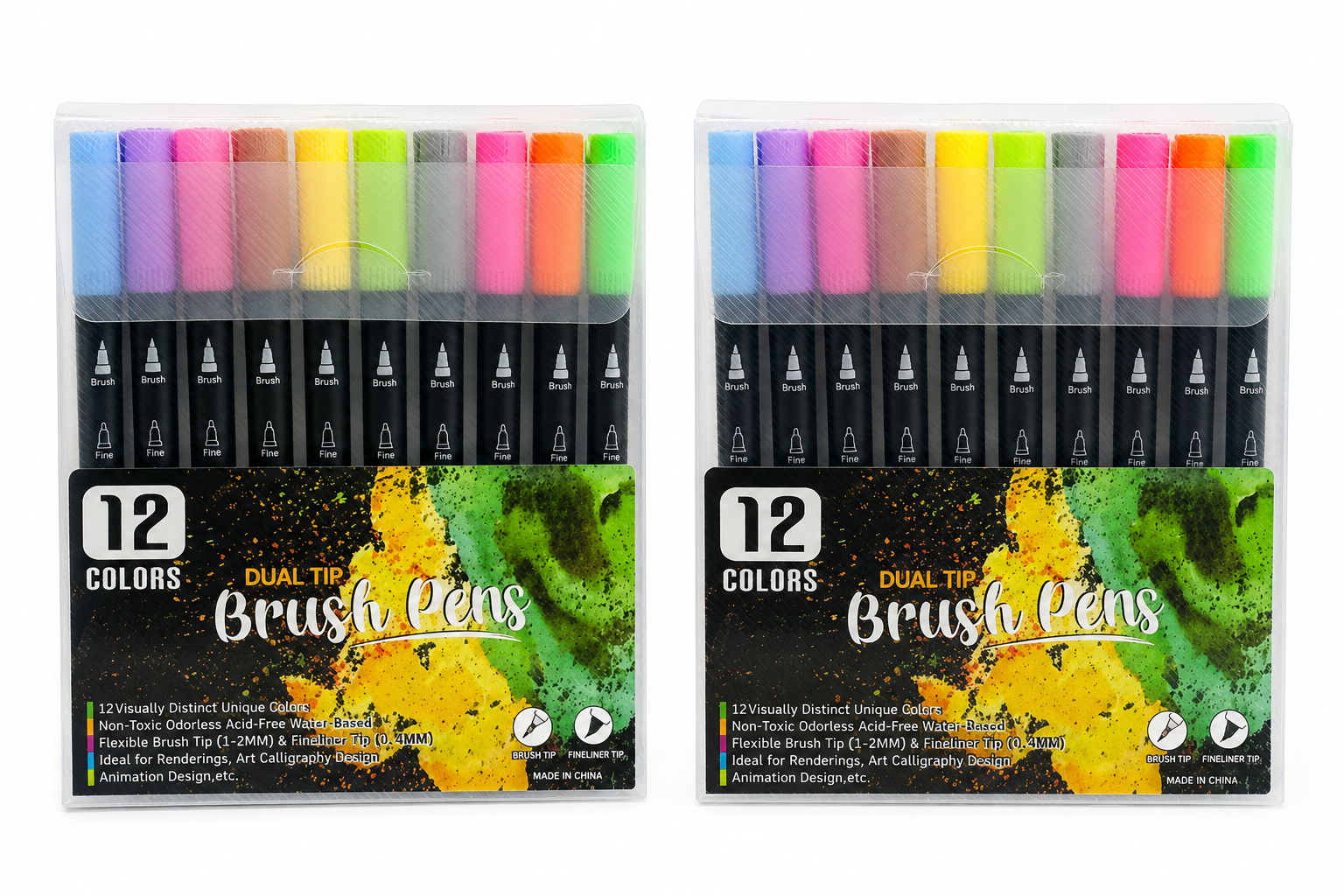Plumones brush doble punta 12 colores